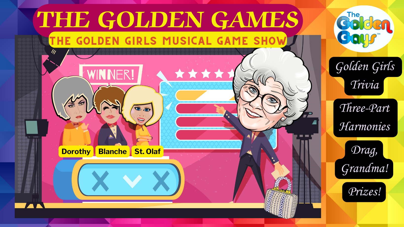 Cleveland, OH- The Golden Games -Golden Girls Game Show-Music Box -  Smartland One-3-One Apartments