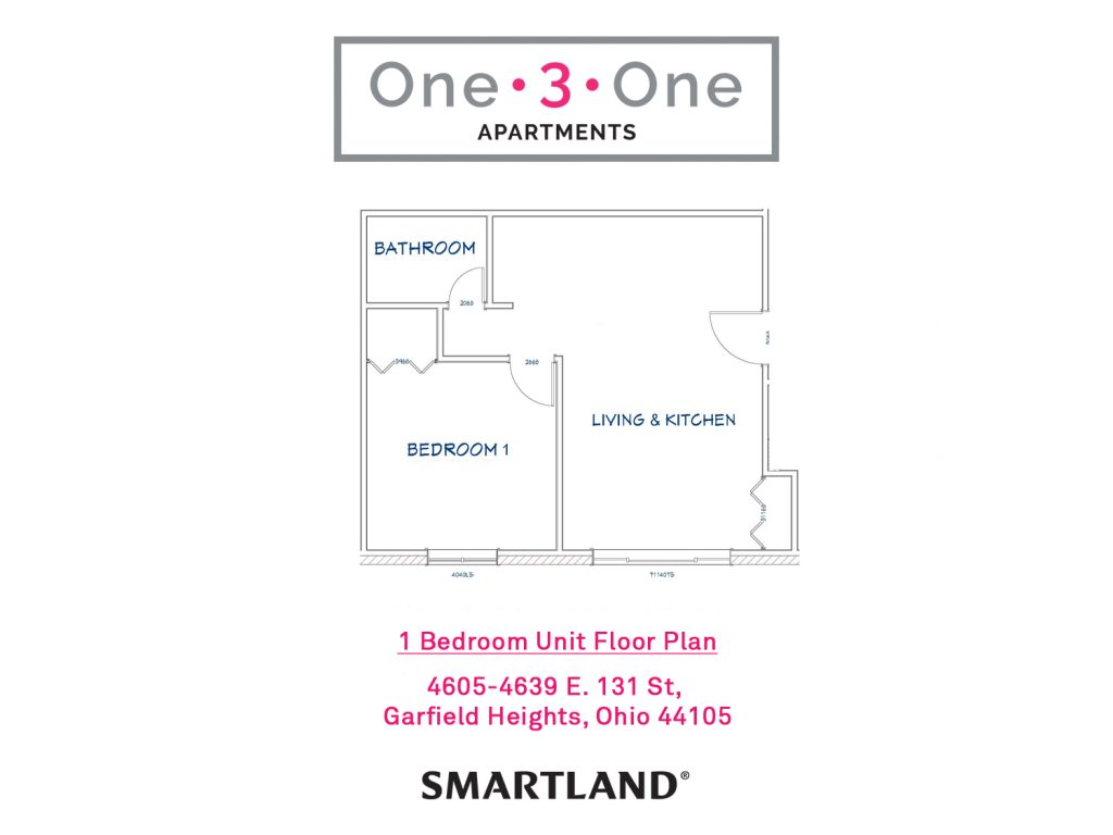 One-3-One Apartments 1 bedroom floor plan
