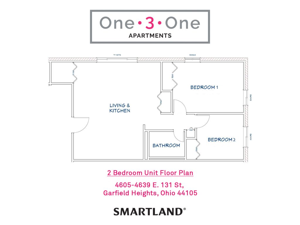 One-3-One Apartments 2 bedroom floor plan